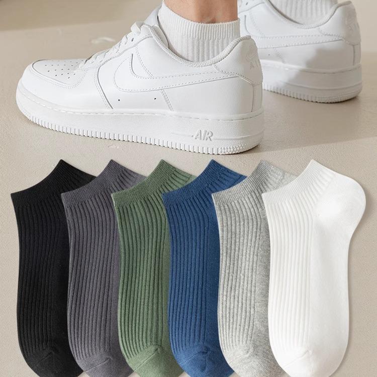 Мужские хлопковые носки-лодочки – однотонные, с неглубокой горловиной, повседневный стиль