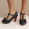Fashion 2025 Spring Summer Girls High Heel Shoes Denim Pumps T-Buckle Fashion Women's Spike Heels High Heels for Office Party Banquet