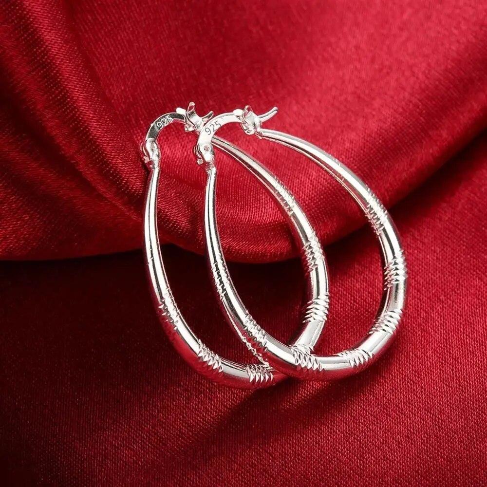 Серьги-кольца из стерлингового серебра 925 пробы, 3 см, круглые серьги для женщин, роскошные модные вечерние свадебные аксессуары, ювелирные изделия