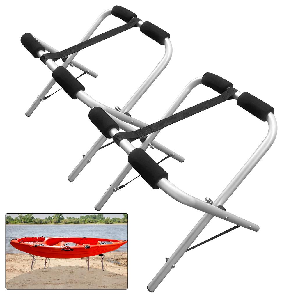 Portable Aluminum Kayak Rack Lightweight Canoe Storage Stand Paddleboard Holder with Nylon Connectors and Polyester