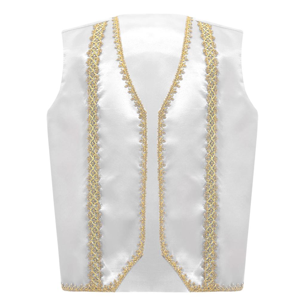 Детский средневековый фрак в стиле стимпанк, без рукавов, с золотой отделкой, украшенный жилет, готические куртки, жилет, костюм