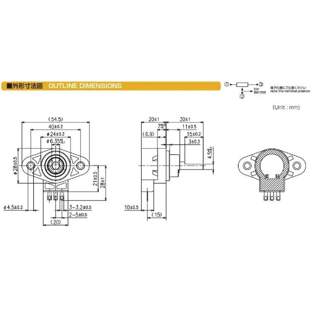 1PC RVQ28YS 50F RVQ28YS50F S502 5K Step Car Scooter Potentiometer Switch Self Reset Electrical Angle 45 50MM Shaft