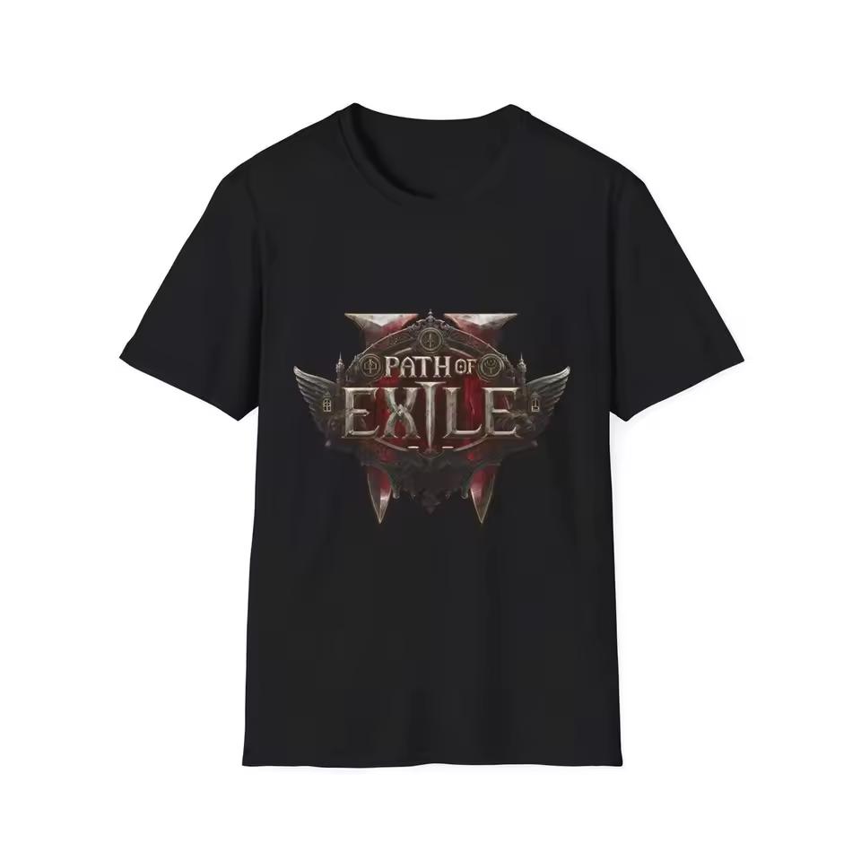 Официальная футболка с принтом логотипа Path of Exile Классическая Темная Фэнтези ARPG Игра Хлопок Короткий рукав Унисекс Геймерская Повседневная Уличная Одежда Топы