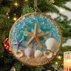 Christmas Pendant Starfish Shell Design Coastal Hanging Ornament with Lanyard Seasonal Home Decor Gift