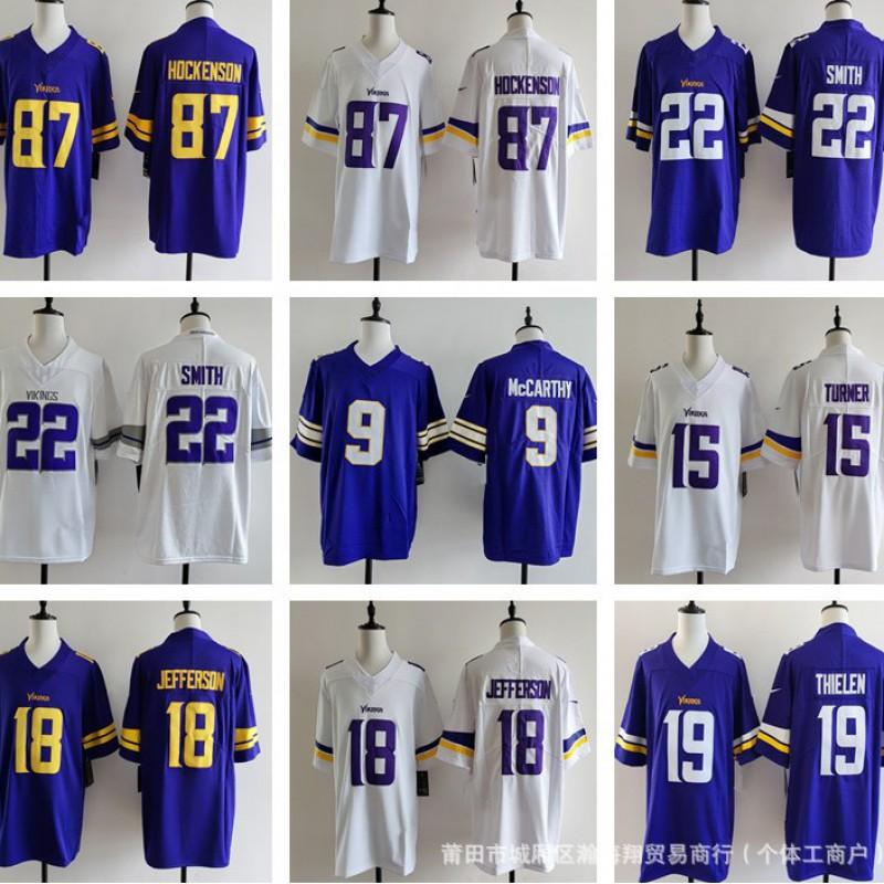 Vikings Team Football Jersey 22 Number Embroidered Rugby Shirt Adult Unisex