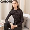 CANVAUS Женские топы с длинными рукавами и буквами с резьбой, тонкая модная базовая рубашка с высоким воротником