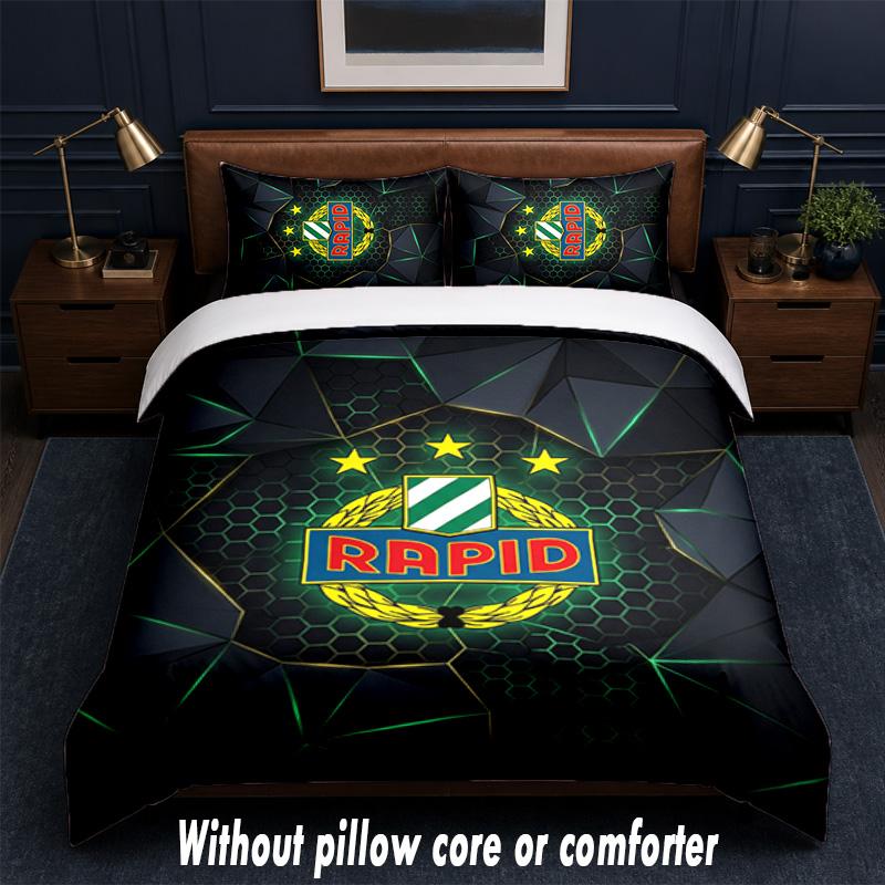 Rapid Wien FC Design Bed Bedding Set 1 Duvet Cover + 2 Pillowcases Soft Breathable Household Bed Linens