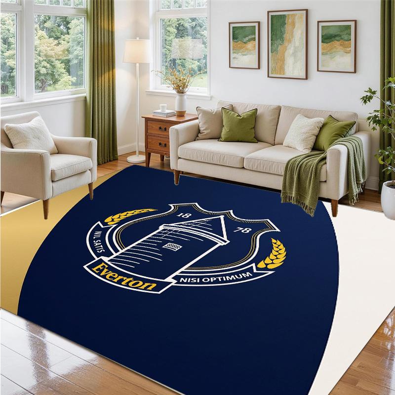 Everton Football Design Crystal Velvet Rug Soft Decorative Mat for Bedroom Entrance