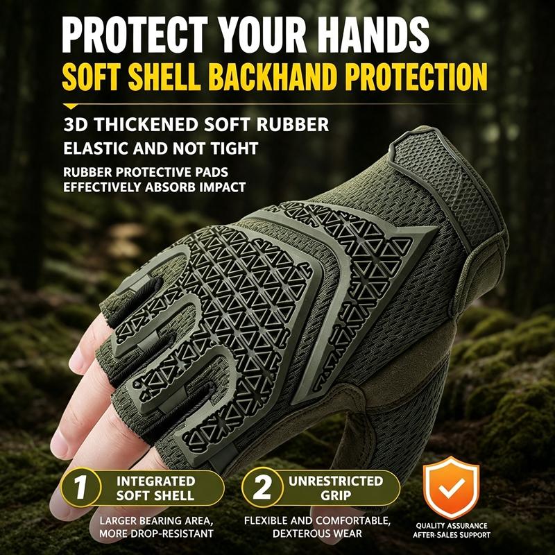 Men Half‑Finger Gloves Breathable Shock Absorbing Anti‑Slip Outdoor Motorcycle Cycling Climbing Protective Gloves