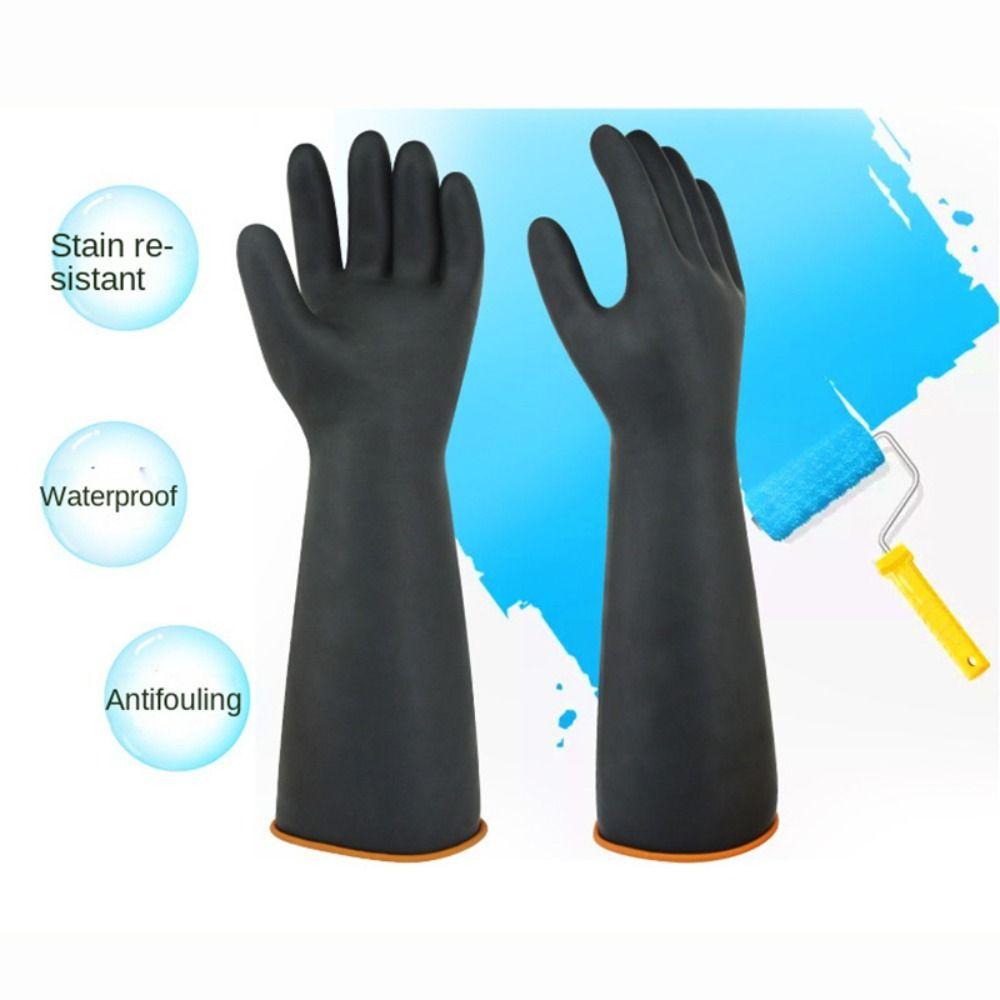 Heavy Duty Industrial Rubber Gloves Resist Strong Acid and Alkali Latex Gauntlets for Car Home Lab