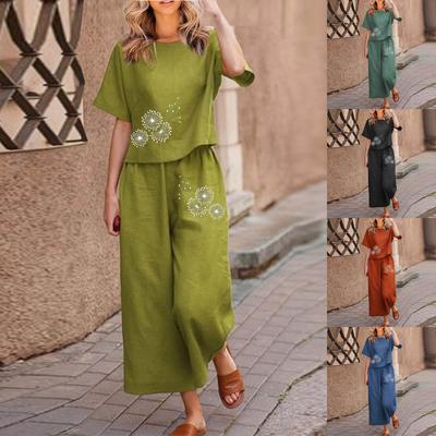 Женская повседневная пуловерная рубашка с длинным и коротким рукавом с круглым вырезом, повседневный костюм с художественным ретро-принтом