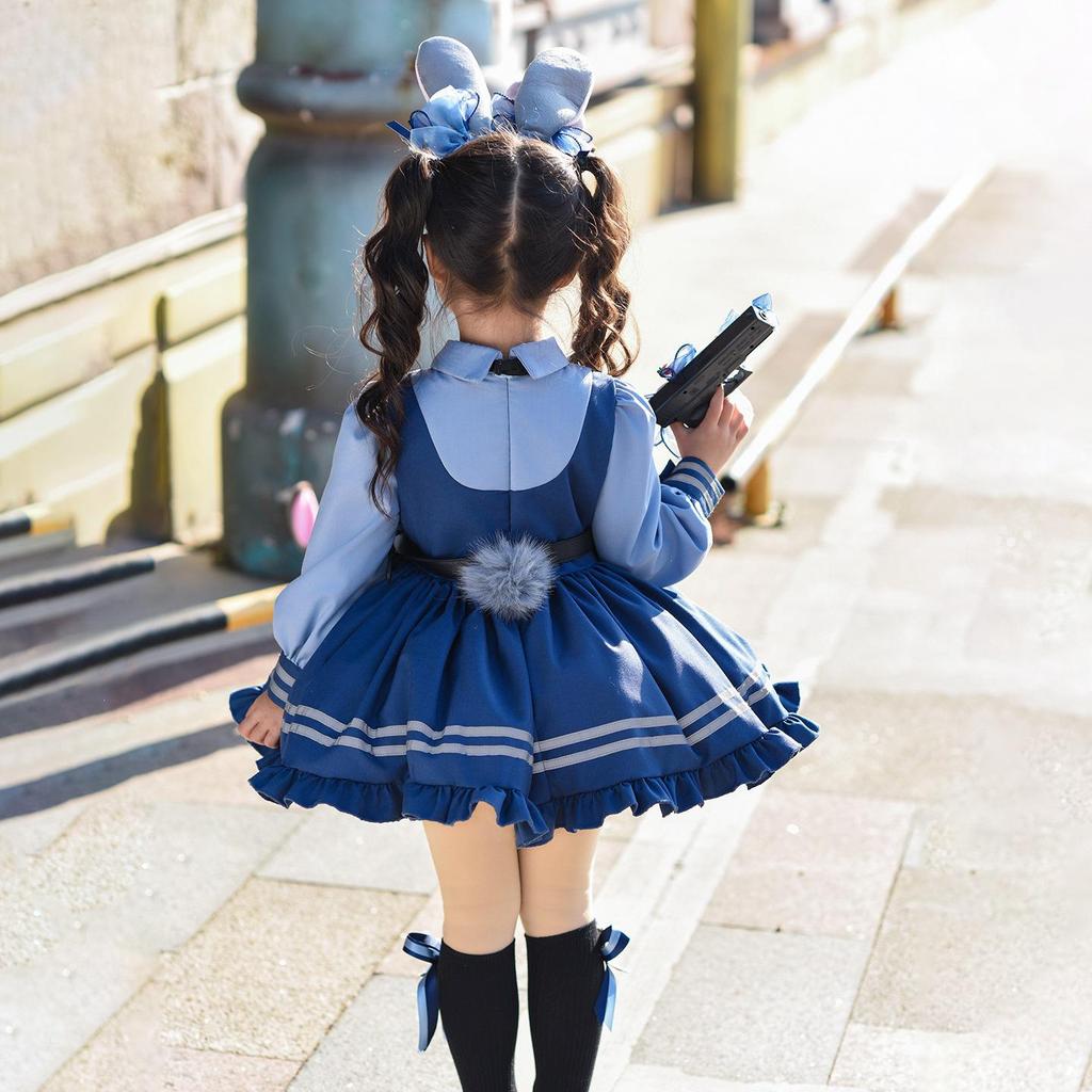 2026 Spring Girls' Judy Rabbit Police Officer Cosplay Lolita Princess Dress for Children's Birthday
