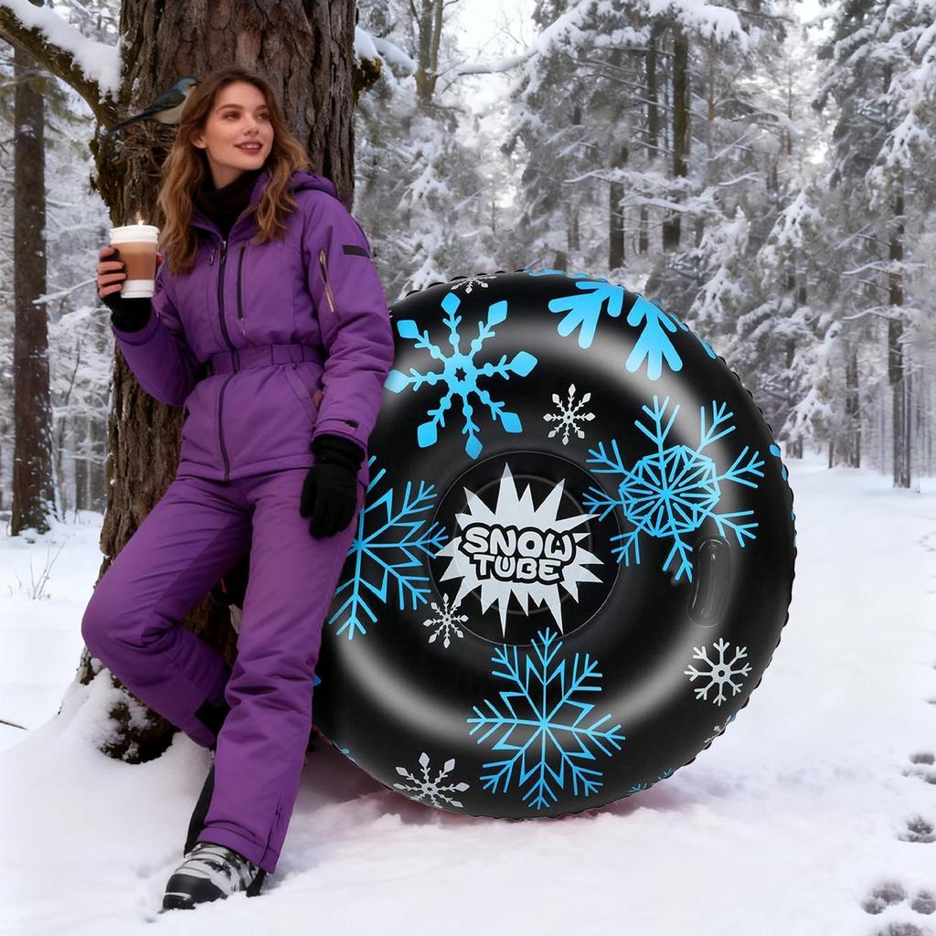 Inflatable Snow Tubes for Sledding Winter Sports Sled with Handles Fast Inflation Deflation Kids Adults Mountain Resort Holiday