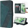 Case for Xiaomi Redmi Note 12 5G - Green - Embossed Leather Effect - Card Holder - Stand - 2 Tempered Glasses
