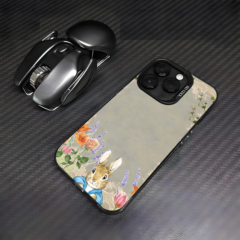 Милый Чехол для Телефона с Кроликом P-PeterS Для IPhone17 Air 16 15 14 Plus 13 12 11 Pro 7 8 XS Max XR Серебристый Черный Защитный Чехол