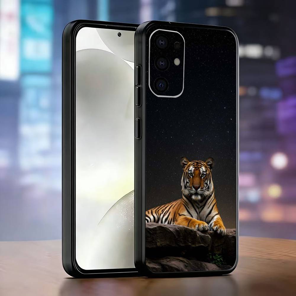 Чехол для телефона с тематикой тигра, черный силикон, мягкий, для Samsung S25, S24, S21, S22, S23, S30, Ultra, S20, Plus, Fe, Lite