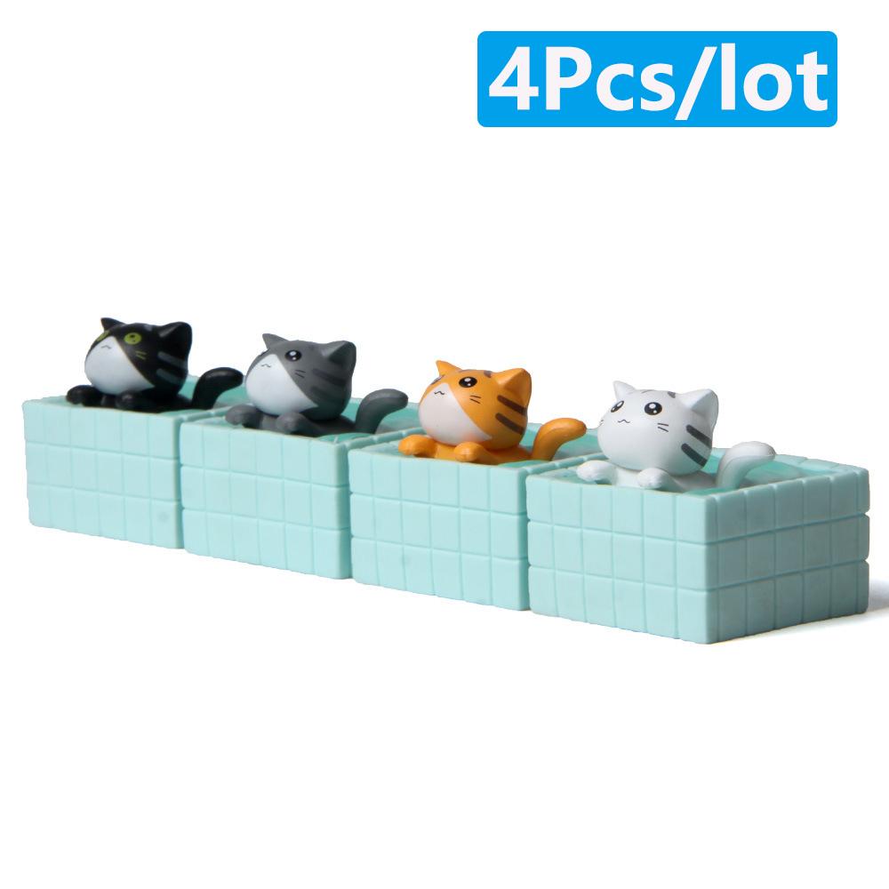 1-4 Pcs Mini Shower Cat Ornament Garden Kitten Statue Gift Kids Children Baby Room Decoration Toy Miniature Figurines Home Decor