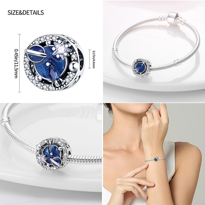 New 925 Sterling Silver Blue Astronaut Beads Fit Original Bracelet Ladies Jewelry DIY Gift Hot Sale High Jewelry
