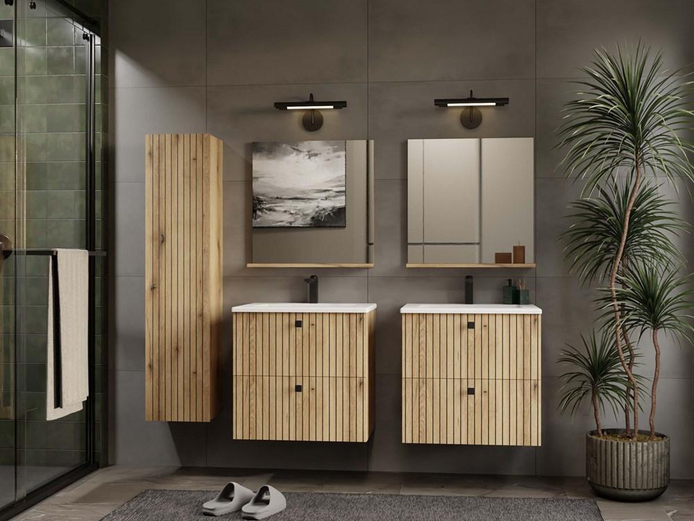 Szafka Pod Umywalkę Tigo 60 2S Dąb Evoke Ryflowany Front + Umywalka