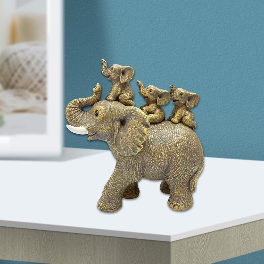 Элегантная смоляная фигурка слонихи и слоненка, скульптура для украшения дома, коллекционный орнамент и подарок
