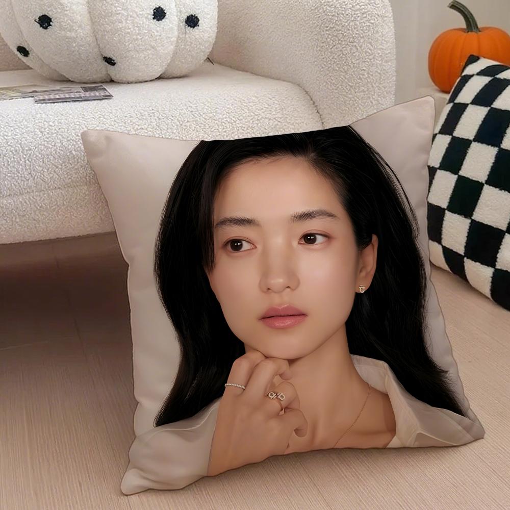 Talented Korean Beautiful Actress KKim Taeri Cushion Cover Throw Pillow Cover Hidden Button Durable Polyester Chair Cushion