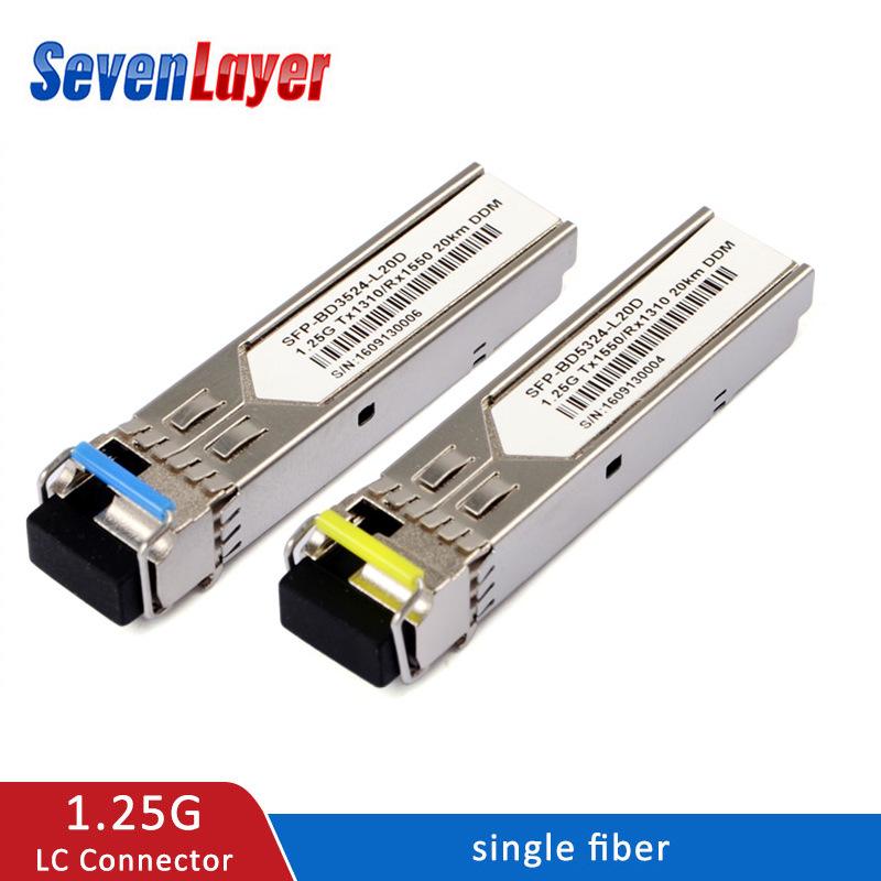 Оптический модуль SFP LC Gigabit одномодовый, один порт, 1,25 Гбит/с, низкое энергопотребление, совместим с Huawei H3C (1 пара)