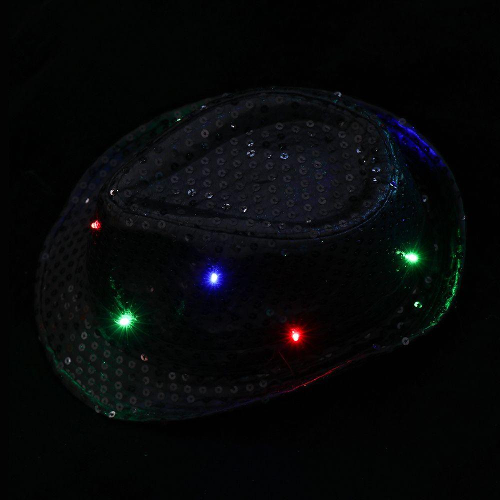 Stage Performance Flashing Dress Dance Party Jazz Hat Sequin Panama Cap Led Fedora Trilby