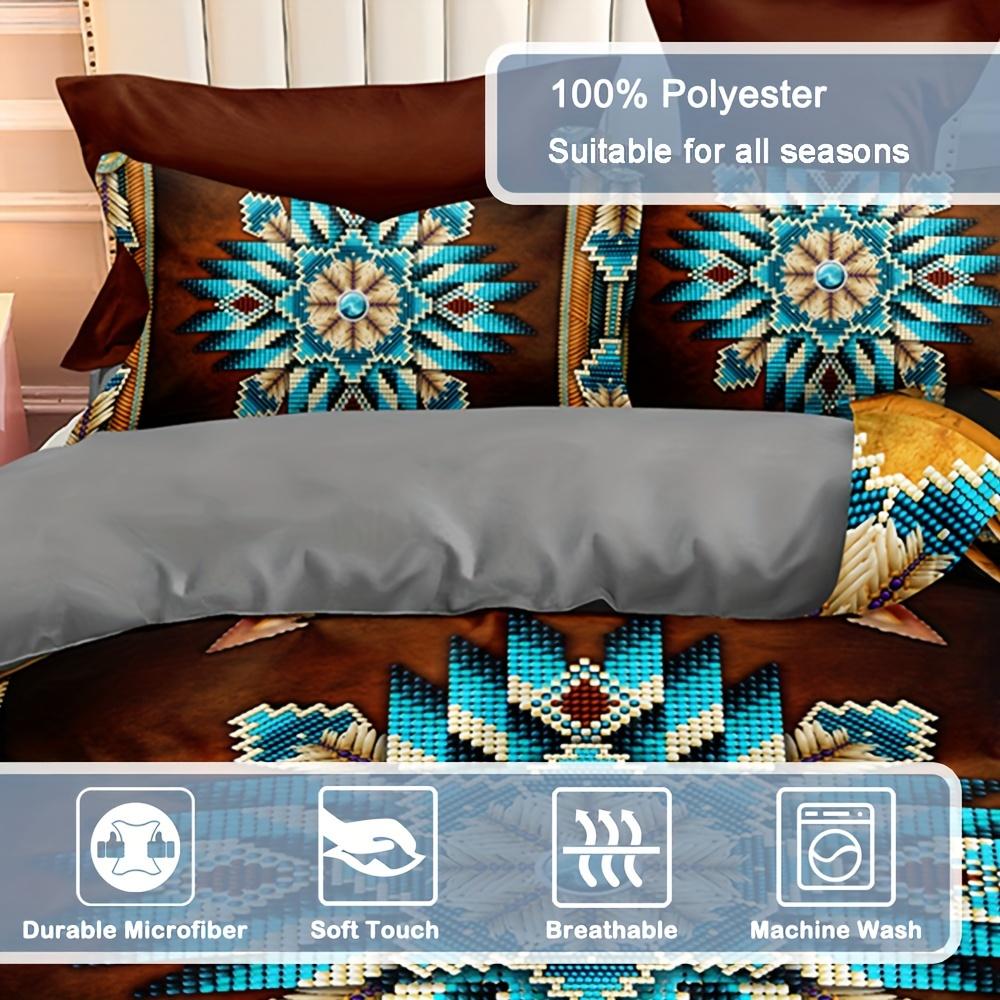 Западный коричневый комплект пододеяльника - Дышащее, всесезонное постельное белье с застежкой-молнией, машинная стирка - 1 пододеяльник и 2 наволочки