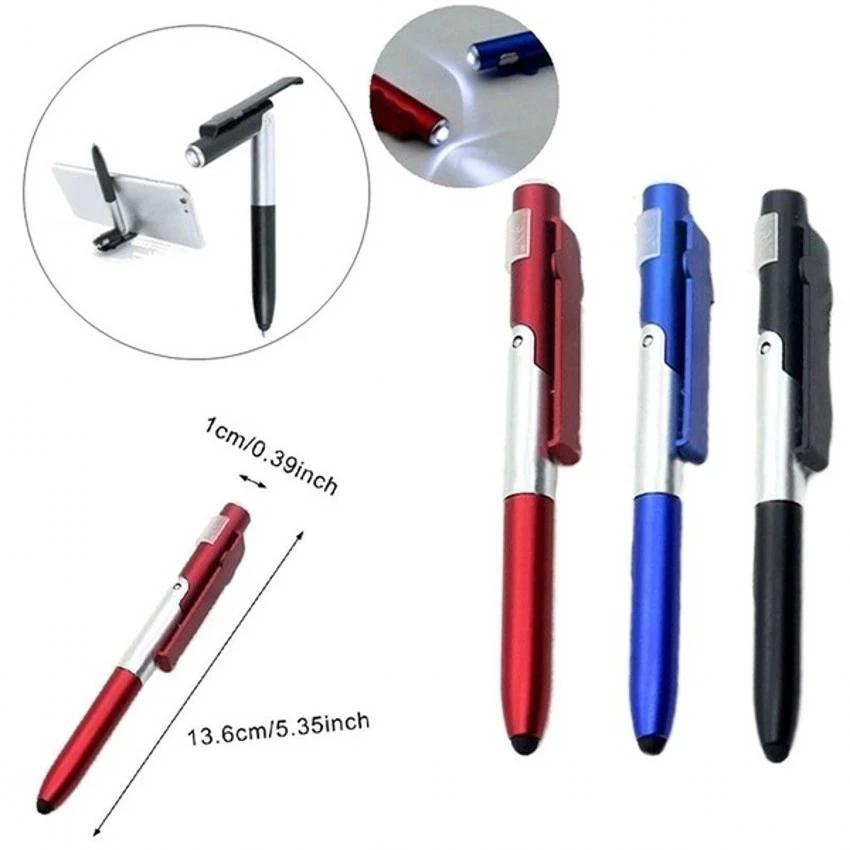 Multifunction Ballpoint Pen LED Light Foldable Phone Stand Night Reading Pencil Office School Students Carving Logo stylus Pen