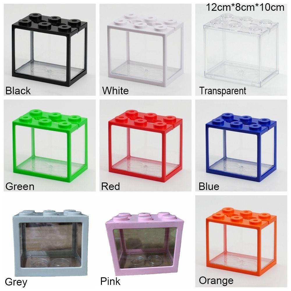 LED Lamp Betta Fish Tank Plastic Breeding Box Creative Building Block Aquarium Desktop Ornament