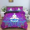 Yoga Duvet Cover King Queen Chakra Meditation Bedding Set Blue Mandala Boho Hippie Style with Chakra Art Polyester Quilt Cover