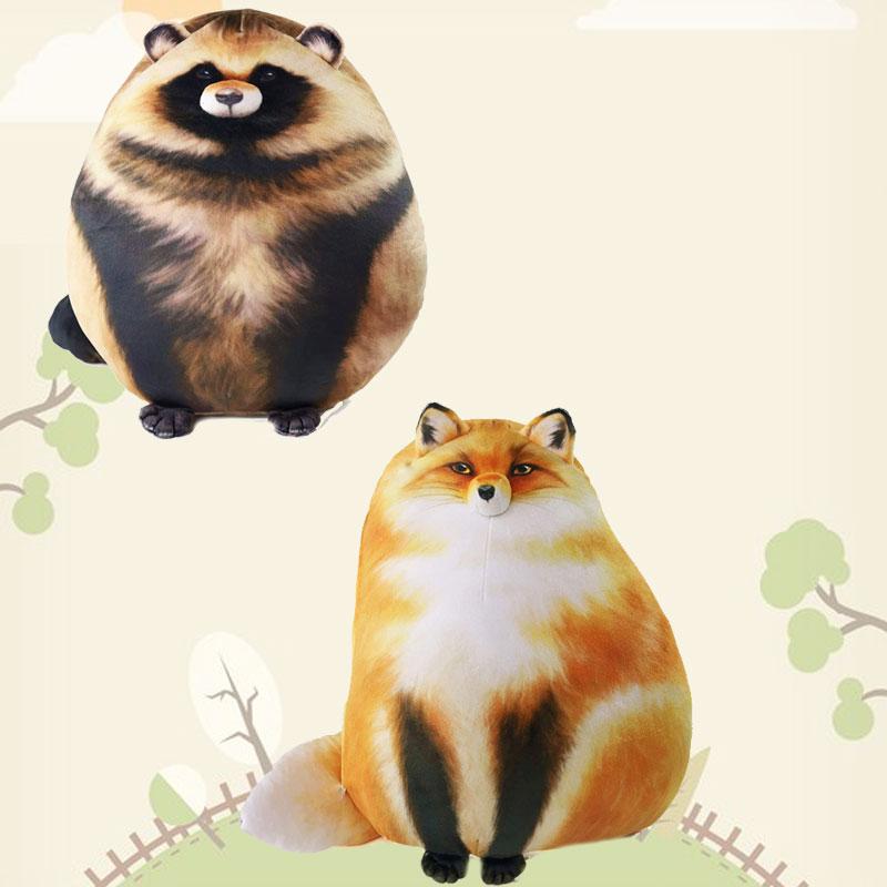 Fox Raccoon Cuddly Plush Toy Huggable Doll Nap Pillow Sofa Cushion Gift Kids