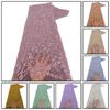 1Yard Luxury African Lace Fabric with Embroidery Flower Glitter High Quality Heavy Sequin French Beaded Lace Fabric for Sewing