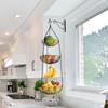 Hanging Fruit Basket 3-tier with Banana Hook Hanging Design Large Capacity Basket Kitchen Snacks Vegetable Storage Shelf