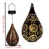 Hollow Iron Solar Hanging Lanterns Copper Color Hanging Solar Light Garden Solar Lamp  For Garden