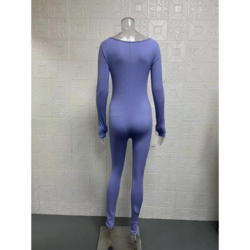 Spring Autumn Square Neck Women Yoga Bodysuit Plus Size Long Sleeve Sports Hip Lift Sexy Playsuit Solid Color Fitness Bodycon Women's Clothing 3521