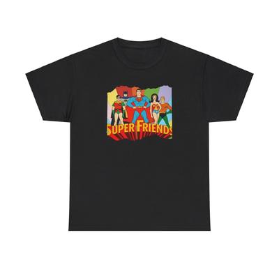 Футболка Super Friends из плотного хлопка, Бэтмен, Супермен, Чудо-женщина