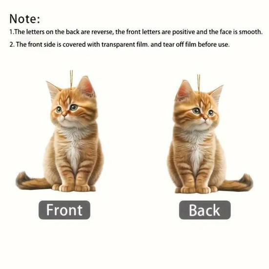 Acrylic Cat Pendant with Lanyard Easy To Hang Lightweight Design Adorable Kitty Christmas Decoration Tree