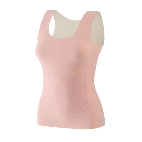 Women Thermal Tank Top Square Neck Sleeveless Warm Camisole Top with Front And Back Pockets Winter Double Layer Basic Undershirts