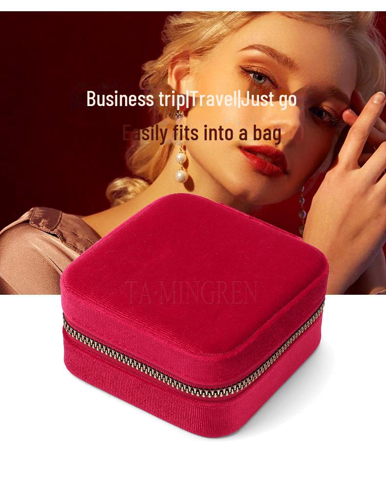Корейская фланелевая шкатулка для хранения украшений с зеркалом — удобный органайзер для сережек и колец