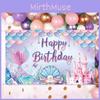 Themed Mermaid Print Design Birthday Decoration Background Cloth For Party Kids