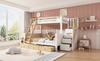 Bunk bed 90x200/140x200 cm white & natural, family bed made of wood with storage stairs, ladder, 3 bed drawers and fall protection for children's room