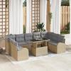 Set of 10 Pieces of Garden Sofas with Cushions Beige Poly Rattan, 2-seater Garden Sofa with Storage 3357443