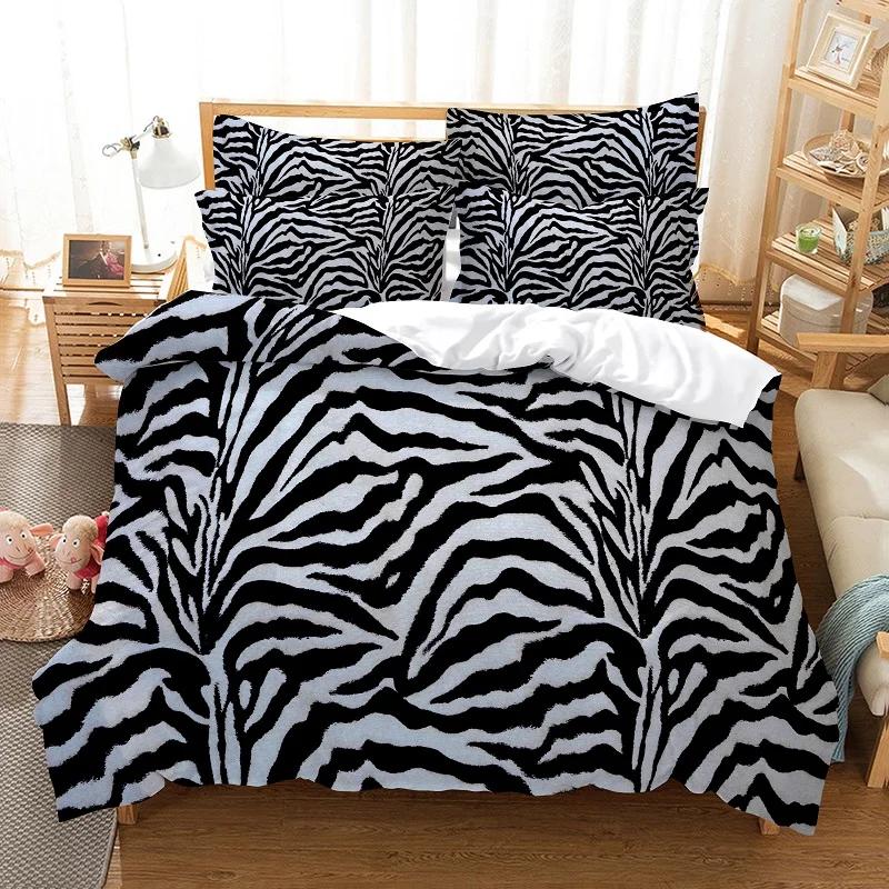 Постельное белье Пододеяльник Полосы коровы/зебры Одеяло Комплекты постельного белья Леопардовый принт Комплект пододеяльника Двуспальный размер Высокое качество
