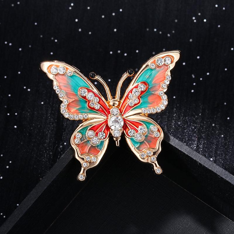 High end enamel, painted butterfly brooch, women's fashion, drip oil inlaid with diamonds, Christmas gift, Stocking stuffers, Valentine's Day gift