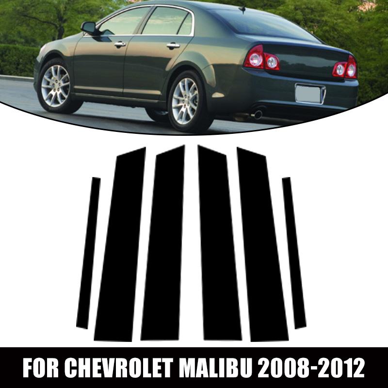 6 шт. автомобильные окна, двери, колонки, BC, отделка стойки, глянцевые черные наклейки для ПК, аксессуары, подходят для Chevrolet Malibu 2008-2012