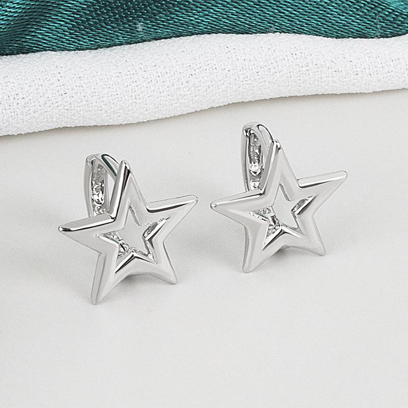 925 Sterling Silver Heart Hoop Earrings Stud Earrings Silver Women Star Butterfly Earrings for Women Jewelry Gift E357