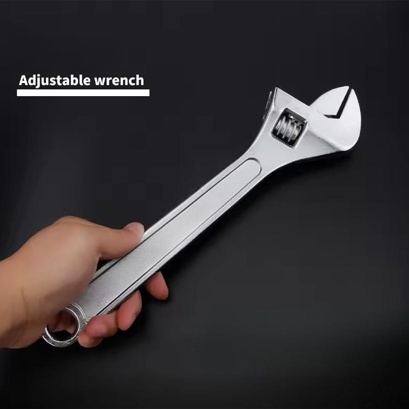 Large Openin Long Handle Universal Spanner Adjustable Wrench Carbon Steel Wrench Clamp Mechanical Workshop Hand Car Repair Tools