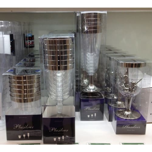 Nextline Plasilver Disposable Plastic Cups, 300cc (Pack of 6), C-033