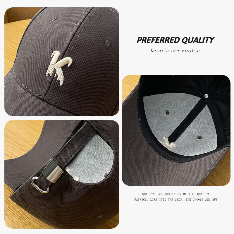 South Korea K Letter Embroidered Hard Brim Sunshade Baseball Cap for Men, Spring and Summer Wide Brim, Face Slimming, Sun Protection, Versatile